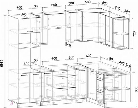 Готовая кухня Интерлиния Мила Лайт 1.68x2.4 правая (персидский жемчуг/антрацит/травертин серый)