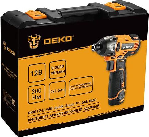 Винтоверт Deko DKIS12-Li Set 063-4390 (с 2-мя АКБ, кейс)