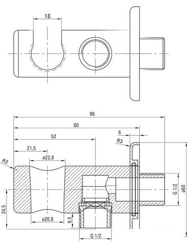 Держатель душевой лейки с подключением Deante Cascada NAC N51K