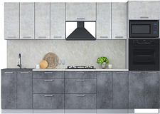 Готовая кухня Интерлиния Мила Лайт 3.0 ВТ (бетон лайт/бетон портленд)