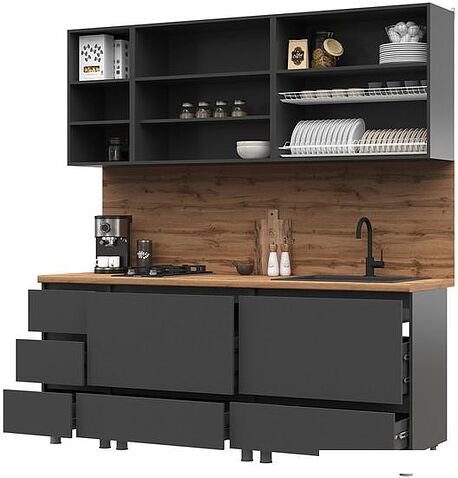 Готовая кухня Стендмебель Хелен 2.0 (серый графит)