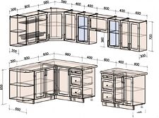 Готовая кухня Интерлиния Тренд 1.7x3.0 левая (луна/луна/бискайская сосна)