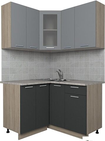 Готовая кухня Интерлиния Мила 12x13 (серебро/антрацит)