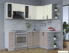 Готовая кухня Интерлиния Тренд 1.5x2.2 правая (луна/белый/серый каспий)