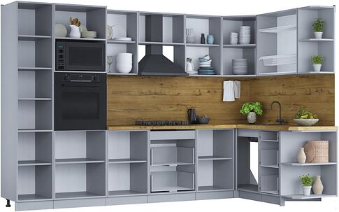 Готовая кухня Интерлиния Мила Шато 1.68x3.2 ВТ правая (белый/белый/кастилло темный)