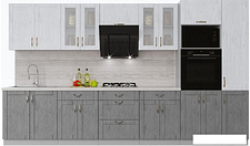 Готовая кухня Интерлиния Мила Крафт 3.6 (дуб серый/дуб полярный/травертин серый)