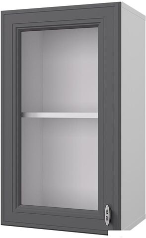Шкаф навесной Горизонт Ева 40 с витриной (графит софт)
