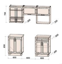 Готовая кухня Интерлиния Тренд 1.8В (пепел/пепел/опал светлый)
