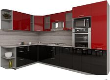 Готовая кухня Интерлиния Мила Gloss 1.88x3.2 левая (красный-черный)