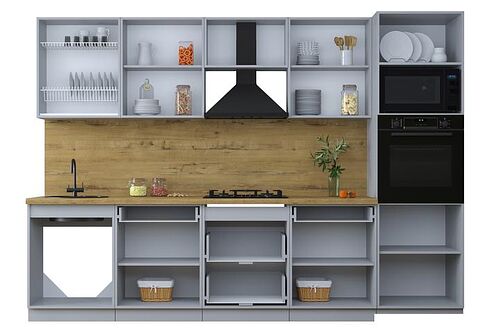 Готовая кухня Интерлиния Тренд 3.0В (океан/океан/дуб бунратти)