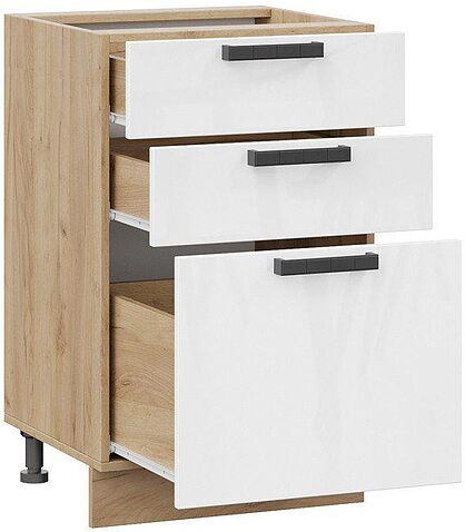 Шкаф напольный Трия Детройт 1Н5Я3 исп.2 (дуб крафт золотой/белый глянец)