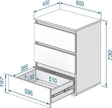 Комод Кортекс-мебель Бари 60 3ш (орех элия/орех элия/белый)