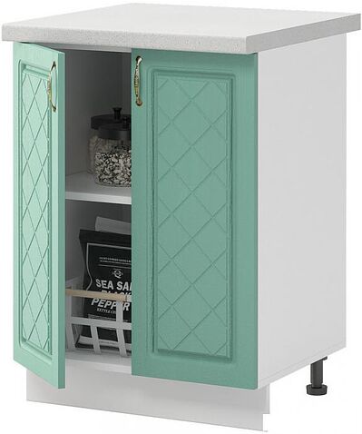 Шкаф напольный Mio Tesoro Модена ШН 600 со столешницей (белый/дуб бирюзовый/антарес)