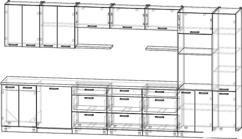 Готовая кухня Интерлиния Мила Лайт 4.0-ПМ1 (вудлайн кремовый/антрацит/бискайская сосна)
