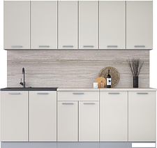 Готовая кухня Интерлиния Мила Лайт 2.2 (персидский жемчуг/персидский жемчуг/травертин серый)