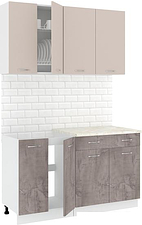 Готовая кухня Кортекс-мебель Корнелия Лира-лайт км.02464 1.4 м (капучино/оникс/королевский опал)