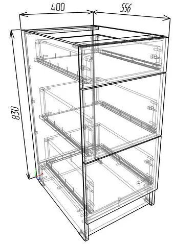 Шкаф напольный ЭлиГард Urban ШСК 40 3Я (дымчатый алмаз, без столешницы)