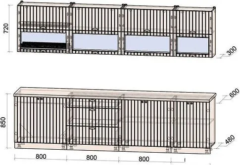 Готовая кухня Интерлиния Берес 3.0Б (дуб английский/бискайская сосна)
