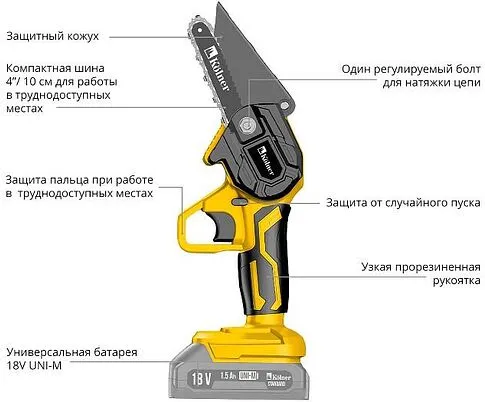 Аккумуляторная пила Kolner KCS 18-10-2K (с 2-мя АКБ)