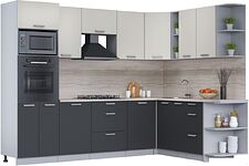 Готовая кухня Интерлиния Мила Лайт 1.88x2.8 правая (персидский жемчуг/антрацит/травертин серый) Готовая кухня Интерлиния Мила Лайт 1.88x2.8 правая (персидский жемчуг/антрацит/травертин серый)