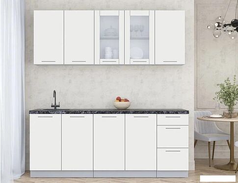 Кухонный модуль Интерлиния Мила Пластик 2.0 Б (зефирный/зефирный/кастилло темный)