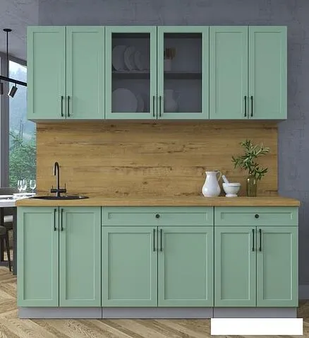 Готовая кухня Интерлиния Тренд 2.0А (мята/мята/дуб бунратти)