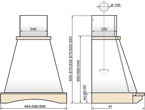 Кухонная вытяжка Elikor Ротонда 90П-650-П3Д (бежевый/дуб коричневый)