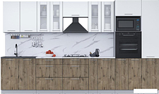 Готовая кухня Интерлиния Мила 3.6 ВТ (белый платинум/дуб веллингтон/белый гранит)