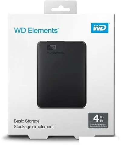 Внешний накопитель WD Elements Portable 4TB WDBU6Y0040BBK