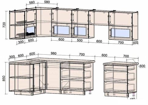 Готовая кухня Интерлиния Мила Матте 1.5x3.0 Б правая (белый-белый-опал светлый)
