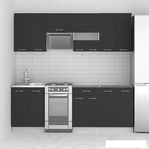 Готовая кухня Mio Tesoro Экстра-лайт 2.2 без столешницы (антрацит)