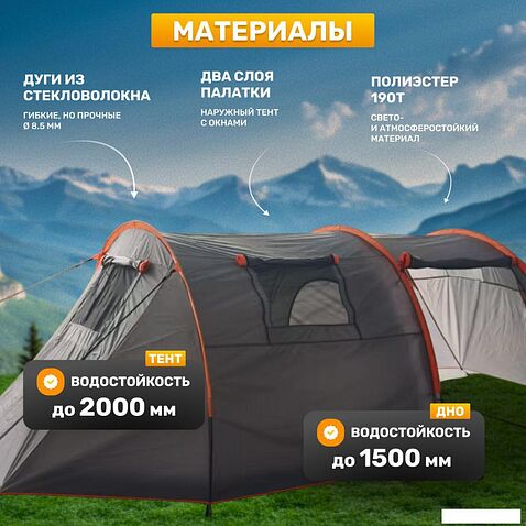 Кемпинговая палатка Sundays ZC-TT015 (темно-серый/оранжевый)