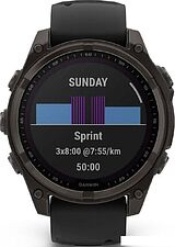 Умные часы Garmin Fenix 8 Solar, Sapphire 47мм (титановый угольно-серый DLC с черным ремешком)