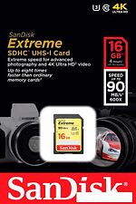 Карта памяти SanDisk Extreme SDHC Class 10 16GB [SDSDXNE-016G-GNCIN]