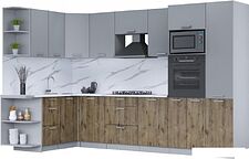 Готовая кухня Интерлиния Мила Лайт 1.68x3.2 левая (серебро/дуб веллингтон/белый гранит) Готовая кухня Интерлиния Мила Лайт 1.68x3.2 левая (серебро/дуб веллингтон/белый гранит)