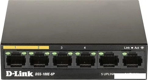 Неуправляемый коммутатор D-Link DSS-100E-6P/A1A