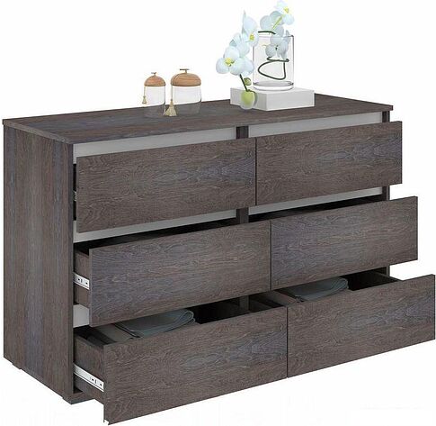 Комод Кортекс-мебель Бари 120 6ш (береза/береза/белый)