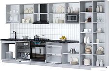 Готовая кухня Интерлиния Мила Gloss 3.8-ПМ2 (асфальт глянец/кашемир/кастилло темный)