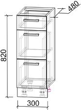Шкаф напольный Интерлиния Компо НШ30рш3 1м+2б (белый платинум)