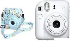 Фотоаппарат Fujifilm Instax Mini 12 (белый) + голубой чехол Sundays с ремнем Фотоаппарат Fujifilm Instax Mini 12 (белый) + голубой чехол Sundays с ремнем