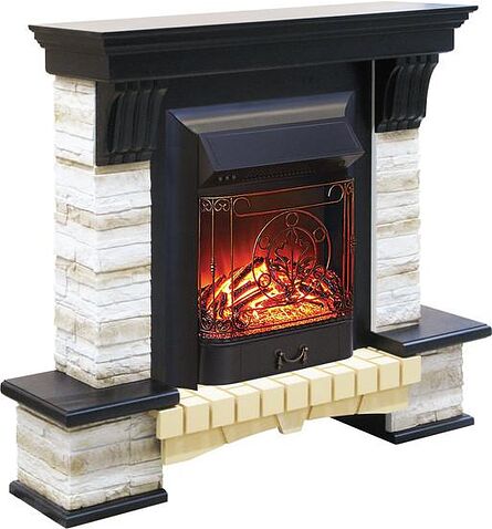 Каминокомплект Smolcom Stone Montebello STD-ASP Majestic FX Black RB-STD3BLFX (темный орех)
