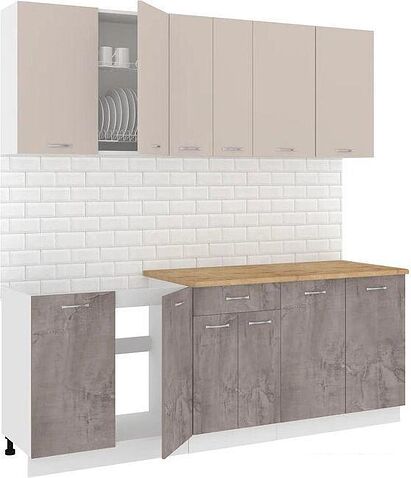 Готовая кухня Кортекс-мебель Корнелия Лира-лайт 2.1м (капучино/оникс/дуб бунратти)