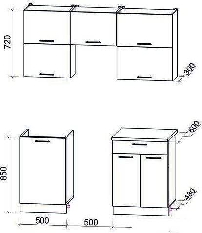 Кухня Интерлиния Мила Gloss 50-16 (яблоко/черный глянец)
