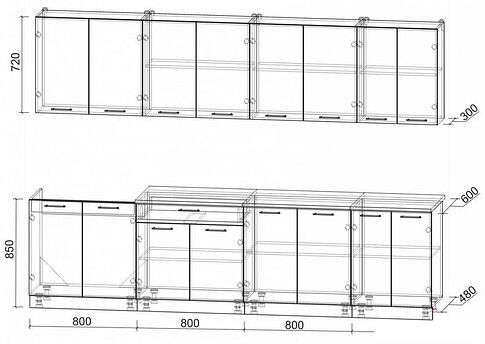 Готовая кухня Интерлиния Мила Лайт 3.0 без столешницы (серебристый/антрацит)