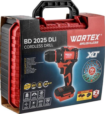 Дрель-шуруповерт Wortex BD 2025 DLi 1329837 (с 2-мя АКБ, кейс)