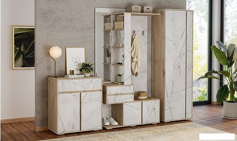 Комод Речицадрев Дарья глубина 350мм Р377.04 (дуб нокс лайт/персидский мрамор)