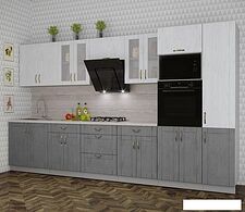 Готовая кухня Интерлиния Мила Крафт 3.6 (дуб серый/дуб полярный/травертин серый)