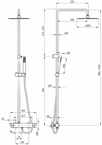 Душевая система Deante Arnika Nero NAC N1QK