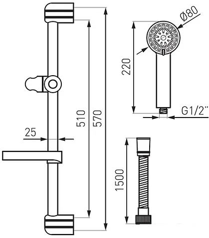 Душевой гарнитур Ferro Ego N150B