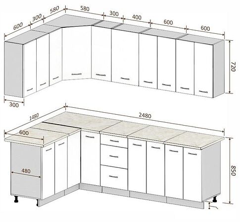 Готовая кухня Кортекс-мебель Корнелия Лира 1.5x2.5 (дуб сонома/венге/мадрид)